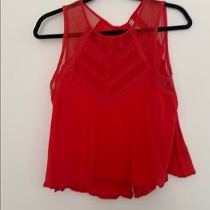 Red Free People Blouse